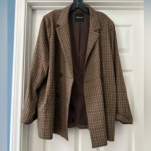 Madewell Brown Plaid Blazer